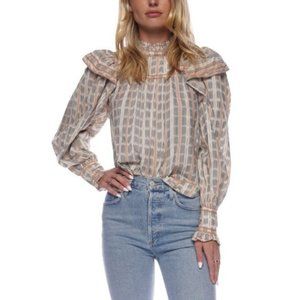 NWT Ulla Johnson Ester Chambray Ruffle Sleeve Blouse